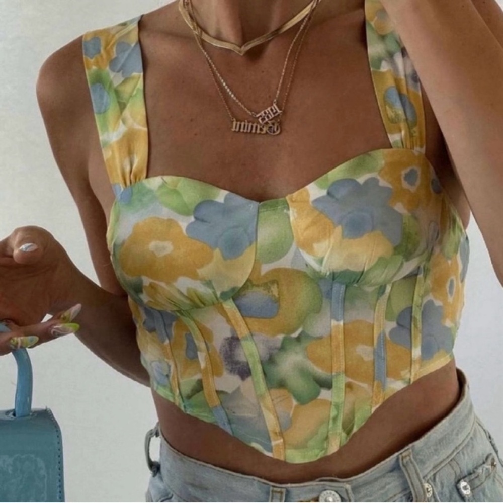 Cider floral bustier crop top
